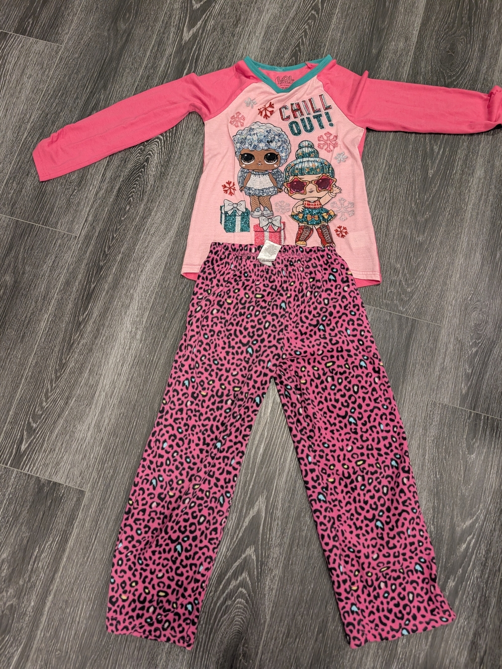 Girls Pink 'Chill Out' Character Pajama Set
